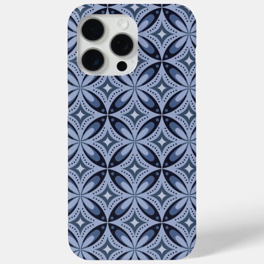 ブルー幾何学模様レトロスタイル Case-Mate iPhoneケース (裏面)