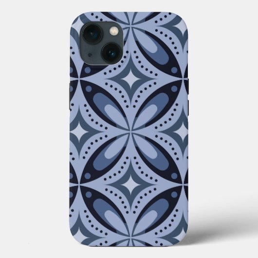 ブルー幾何学模様レトロスタイル Case-Mate iPhoneケース (裏面)