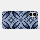 ブルー幾何学模様レトロスタイル Case-Mate iPhoneケース (裏面 (横))