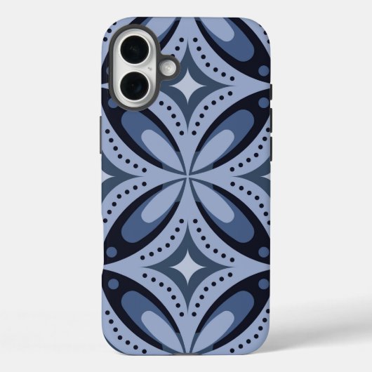 ブルー幾何学模様レトロスタイル Case-Mate iPhoneケース (裏面)