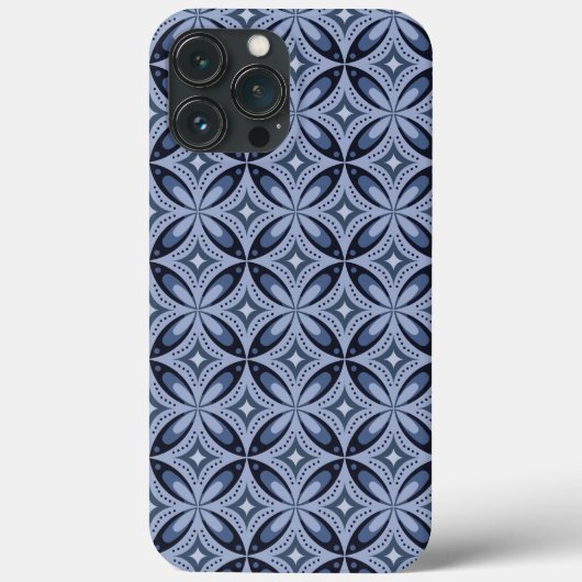 ブルー幾何学模様レトロスタイル Case-Mate iPhoneケース (裏面)