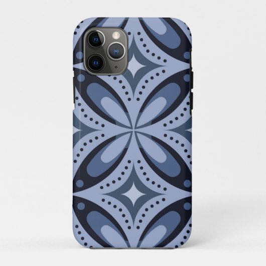 ブルー幾何学模様レトロスタイル Case-Mate iPhoneケース (裏面)