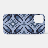 ブルー幾何学模様レトロスタイル Case-Mate iPhoneケース (裏面 (横))