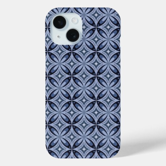 ブルー幾何学模様レトロスタイル Case-Mate iPhoneケース (裏面)
