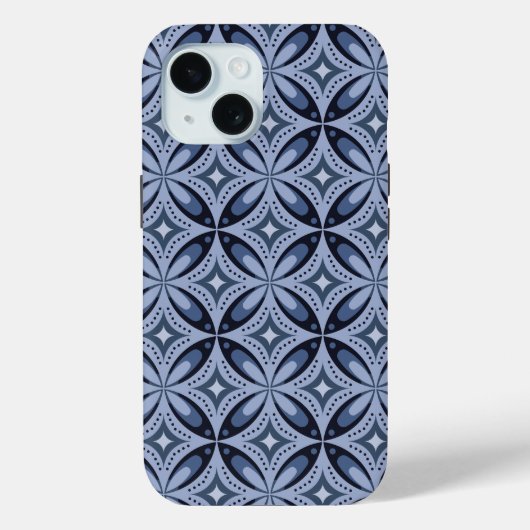 ブルー幾何学模様レトロスタイル Case-Mate iPhoneケース (裏面)