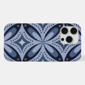 ブルー幾何学模様レトロスタイル iPhoneケース (裏面横)