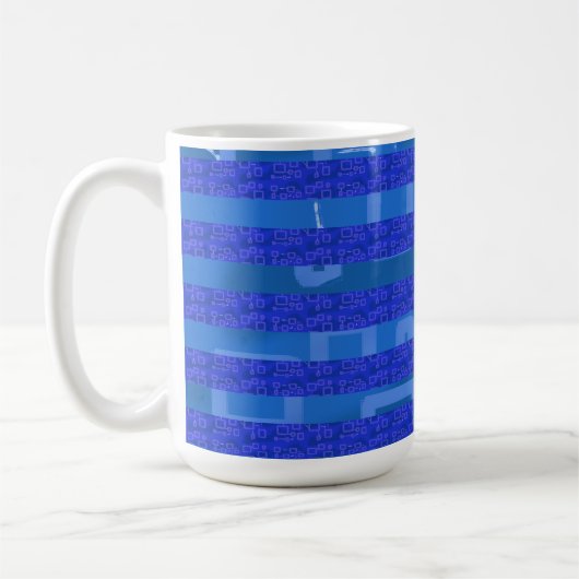 ブルー幾何学模様 コーヒーマグカップ (左)