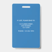 ブルー幾何学模様 登録看護師 写真ID バッジ (裏面)