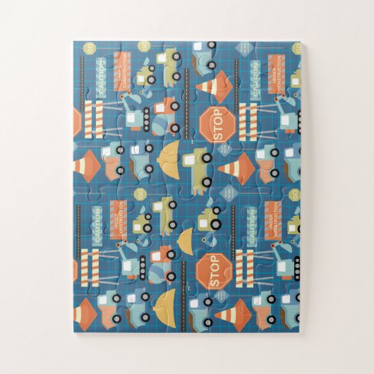 ブルー建築トラックの幼児パーティーギフト子供 ジグソーパズル (縦)