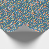 ブルー建築トラックの幼児パーティーギフト ラッピングペーパー (角)