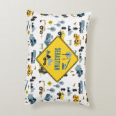 ブルー建築トラック&サイトテーマパターン アクセントクッション (裏面(縦))