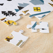 ブルー建築トラック&サイトテーマパターン ジグソーパズル (側面)