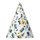 ブルー建築トラック&サイトテーマパターン パーティーハット (裏面)