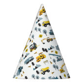 ブルー建築トラック&サイトテーマパターン パーティーハット (左)