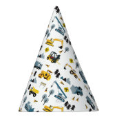 ブルー建築トラック&サイトテーマパターン パーティーハット (右)