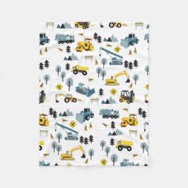 ブルー建築トラック&サイトテーマパターン フリースブランケット