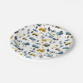 ブルー建築トラック&サイトテーマパターン ペーパープレート (アングル)