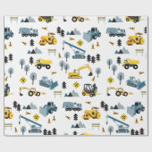 ブルー建築トラック&サイトテーマパターン ラッピングペーパー (フラット)