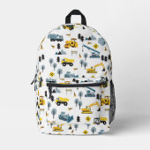 ブルー建築トラック&サイトテーマボーイズ プリントバックパック (正面)