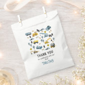 ブルー建築トラック&サイト誕生日パーティー フェイバーバッグ (クリップ留めされた状態)