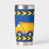 ブルー建築車のパーソナライズされた子供 保温保冷タンブラー (背面)