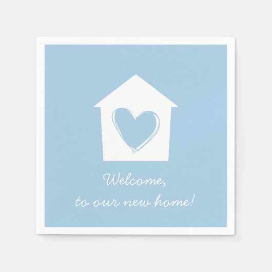 ブルー引っ越し祝いパーティーパーティー紙ナプキンセット スタンダードカクテルナプキン (正面)
