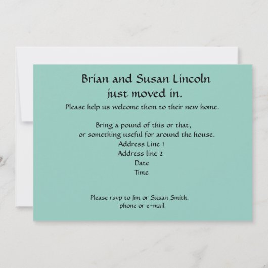 ブルー引っ越し祝いパーティー招待状 招待状 (裏面)