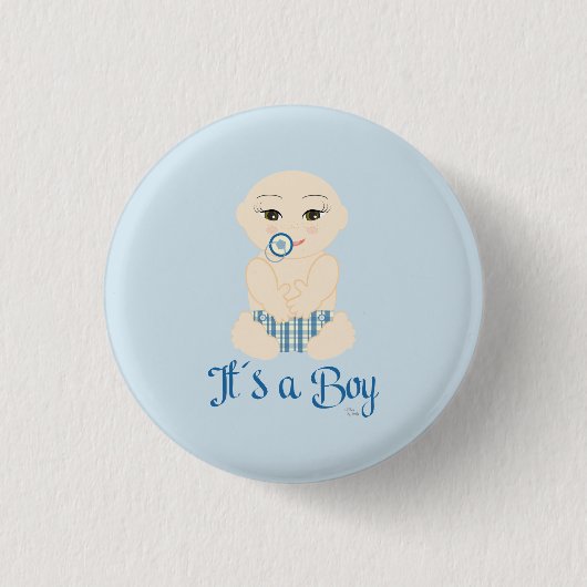 ブルー引用文の少年デザイン 缶バッジ (正面)