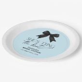 ブルー彼女は結び目の弓結婚の ペーパープレート (アングル)