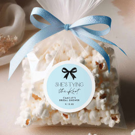 ブルー彼女は結び目の弓 ラウンドシール