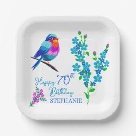 ブルー忘れバード私はフローラ70th誕生日パーティー ペーパープレート