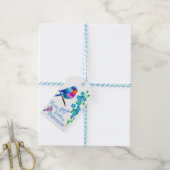 ブルー忘れバード私はフローラ80th誕生日パーティー ギフトタグ (より糸付き)