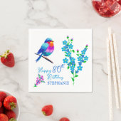 ブルー忘れバード私はフローラ80th誕生日パーティー スタンダードカクテルナプキン (インサイチュ)