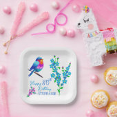 ブルー忘れバード私はフローラ80th誕生日パーティー ペーパープレート (パーティー)