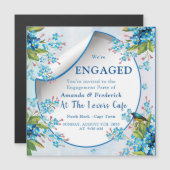 ブルー忘れメ・ノー婚約 マグネット招待状 (正面/裏面)