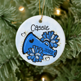 ブルー応援オーナメントメガフォンポムポムカワイイ セラミックオーナメント