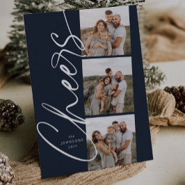 ブルー応援シンプルスモダンプエレガントリスクリプト シーズンカード