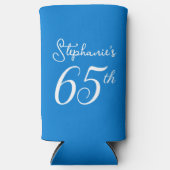 ブルー応援65歳65歳の誕生日パーティー スリム缶クーラー (正面)