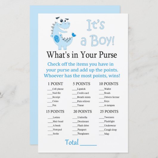 ブルー恐竜あなたの財布のゲームの中に何がある (正面/裏面)