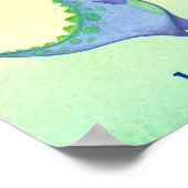 ブルー恐竜の少年の名前子供部屋水彩ポスター ポスター (角)