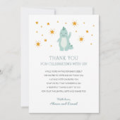 ブルー恐竜スターズボーイベビーシャワー サンキューカード (正面)