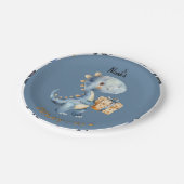 ブルー恐竜ラーお誕生日ケーキ紙プレート ペーパープレート (アングル)