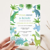 ブルー恐竜誕生日招待状 招待状