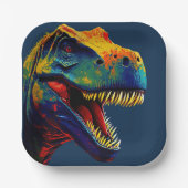 ブルー恐竜誕生日 ペーパープレート (正面)