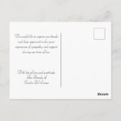 ブルー悔やみや弔慰葬儀エレガントシンプルありがとう ポストカード (裏面)