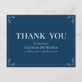 ブルー悔やみや弔慰葬儀エレガントシンプルありがとう ポストカード (正面)