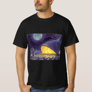 ブルー惑星の月におけるヴィンテージSFエイリアン Tシャツ