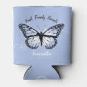 ブルー感動的（昆虫）オオカバマダラ、モナークバタフライモノグラム 缶クーラー (正面)