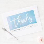 ブルー感謝していウォーター色ミニワインシャンパンラベル 長方形シール (封筒)