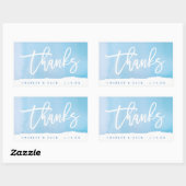 ブルー感謝していウォーター色ミニワインシャンパンラベル 長方形シール (シート)